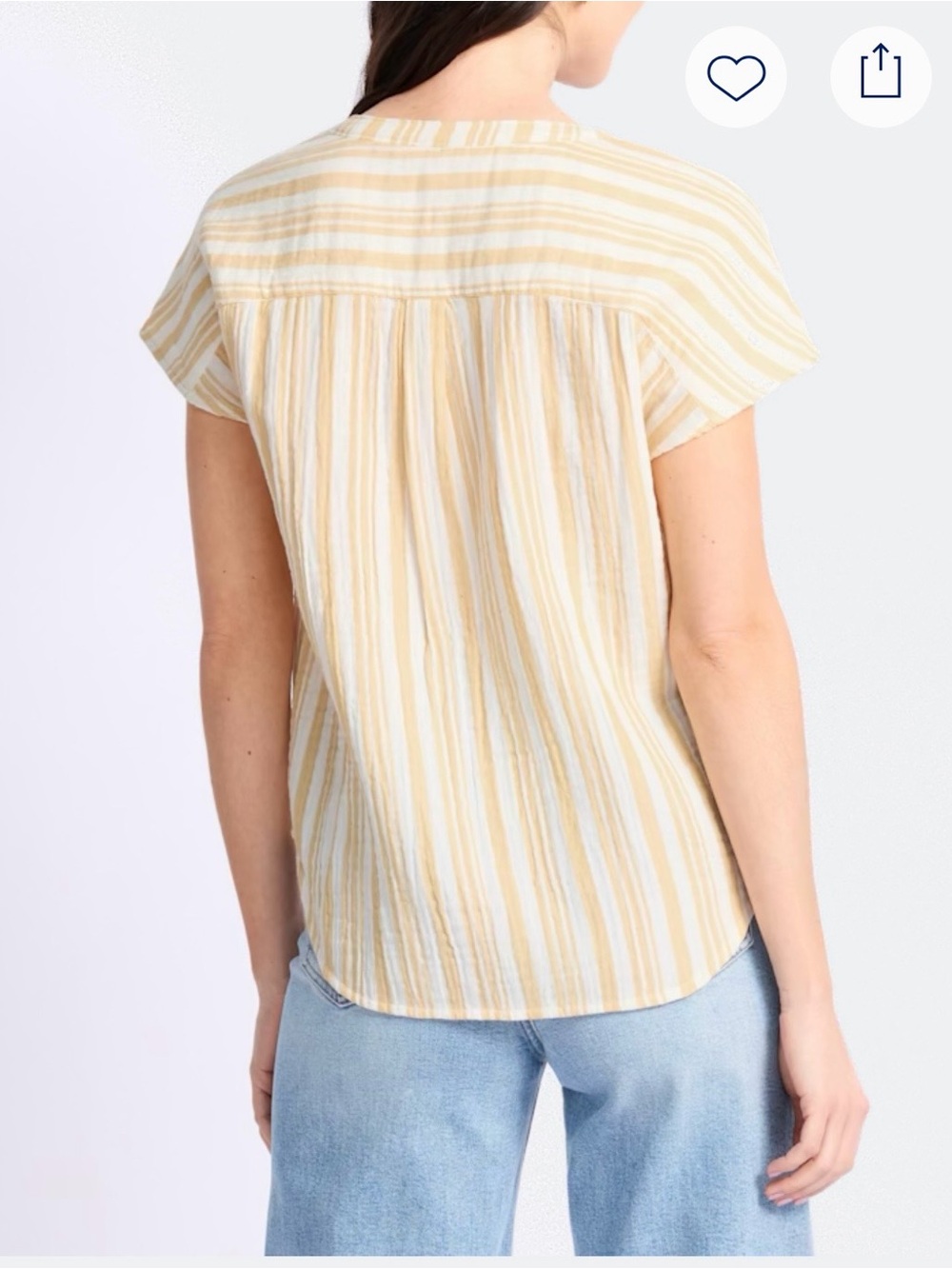 Market & Spruce Yellow and White Striped Henley Top - Picture 2 of 3